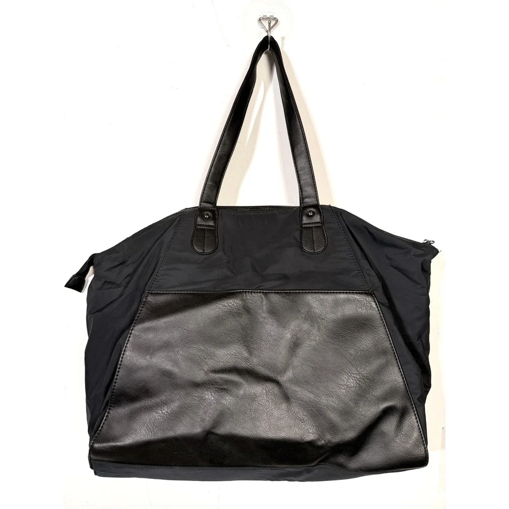 Fabletics Pivot Tote Navy/Black Nylon Faux Leather Tote Bag